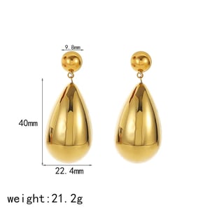 1 Pair Simple Classic Style Droplet Shape Stainless Steel  Gold Color Women's Stud Earrings h5 Picture3